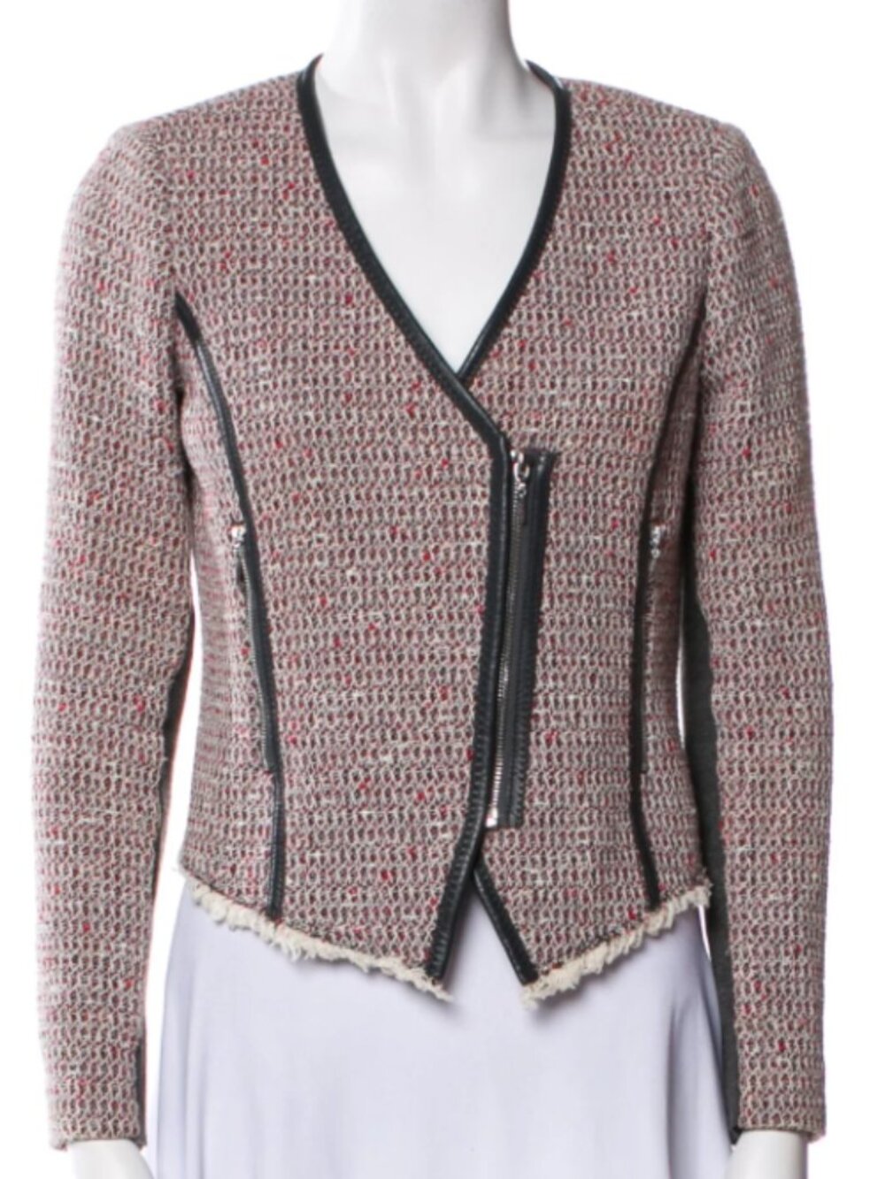 Rebecca Taylor Tweed Evening Jacket with Leather Trim